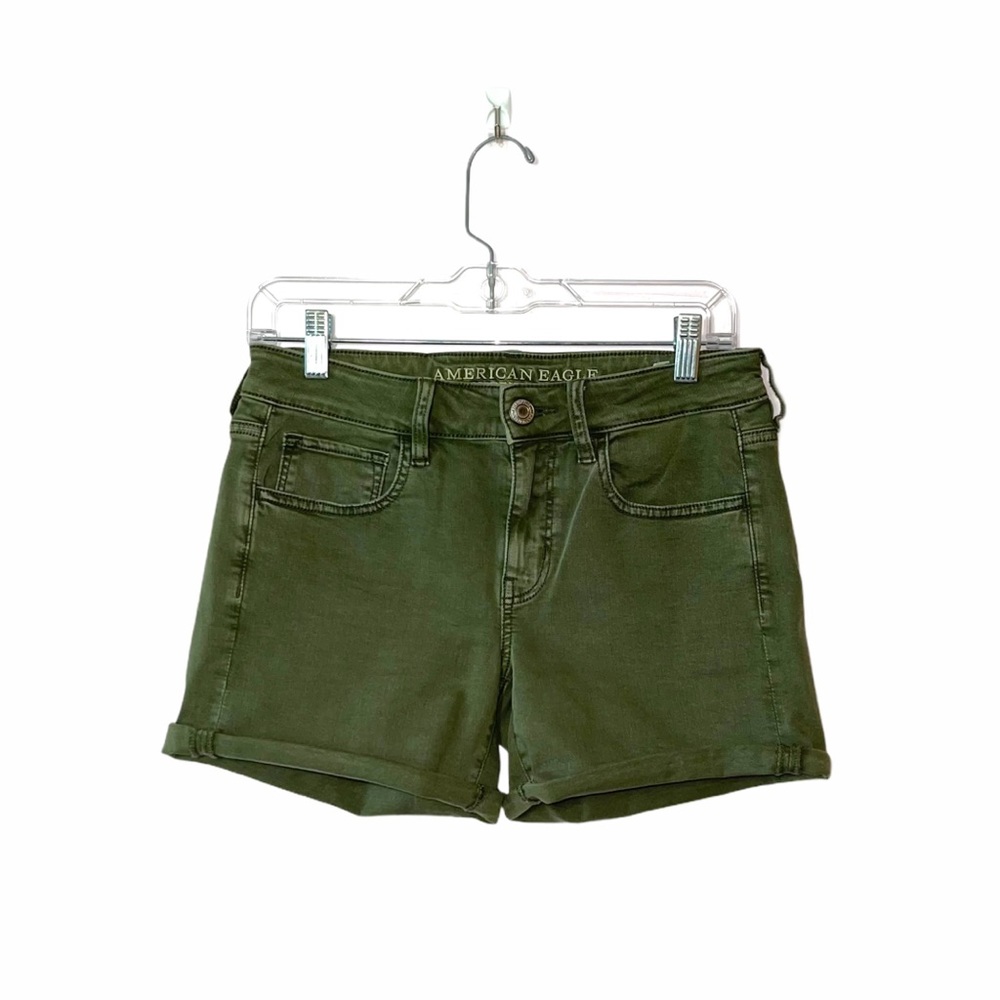 American Eagle Green Midi Mid-rise Shorts Sz 6